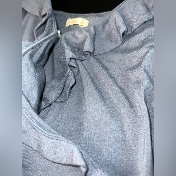 Hollister Slate Blue Ruffled Wrap Mini Dress Size Medium GUC - Picture 5 of 5